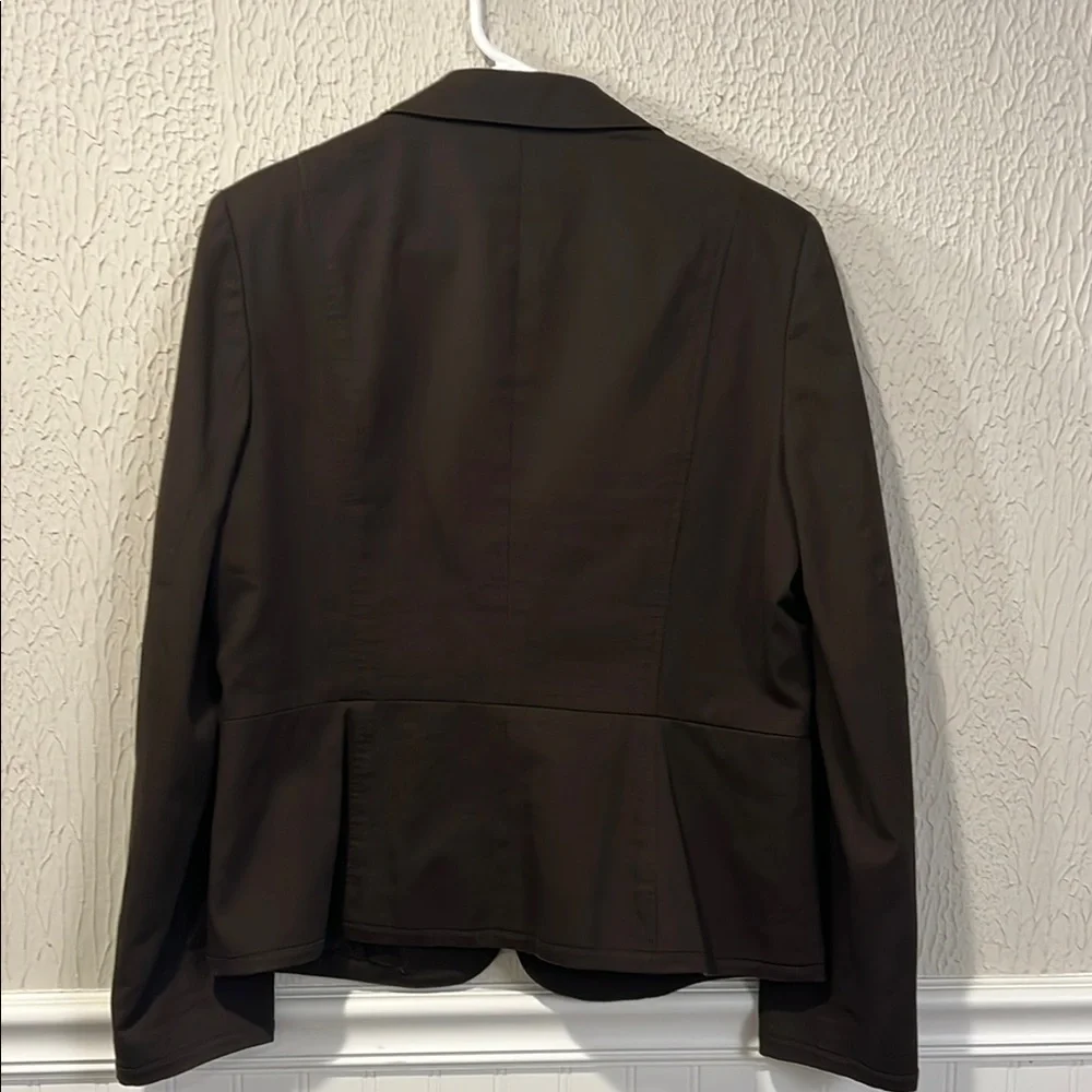 Talbots Chocolate Brown One button cotton classic blazer size 10 - Picture 12 of 13
